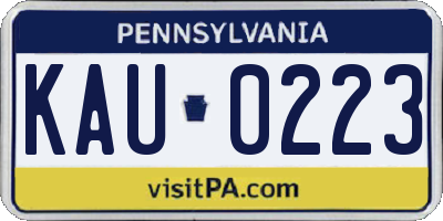 PA license plate KAU0223