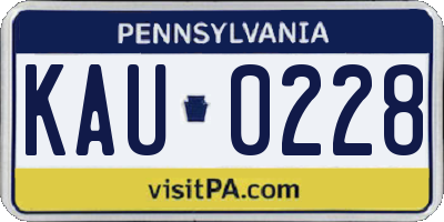 PA license plate KAU0228