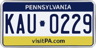 PA license plate KAU0229
