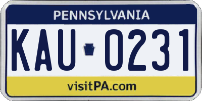 PA license plate KAU0231