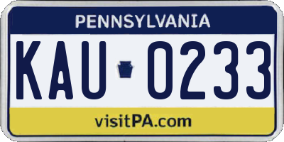 PA license plate KAU0233
