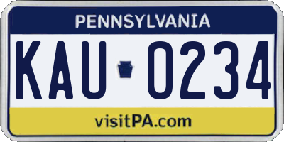 PA license plate KAU0234