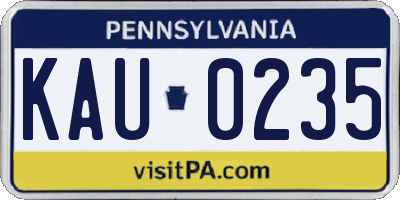 PA license plate KAU0235