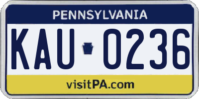 PA license plate KAU0236