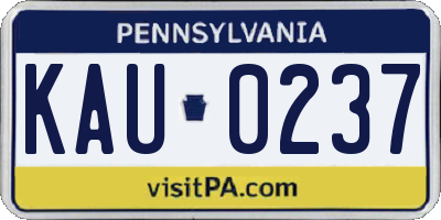 PA license plate KAU0237