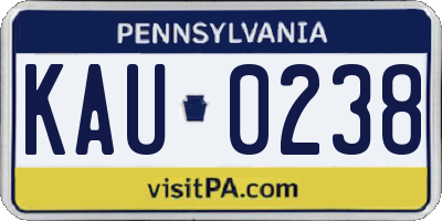 PA license plate KAU0238
