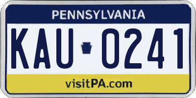 PA license plate KAU0241
