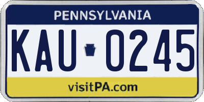 PA license plate KAU0245