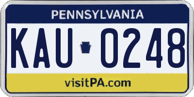 PA license plate KAU0248
