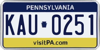 PA license plate KAU0251