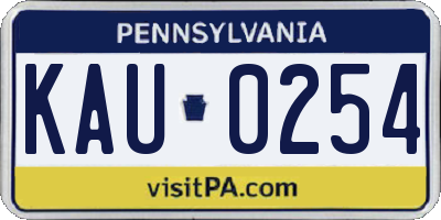 PA license plate KAU0254