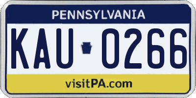 PA license plate KAU0266