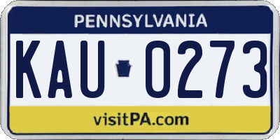 PA license plate KAU0273