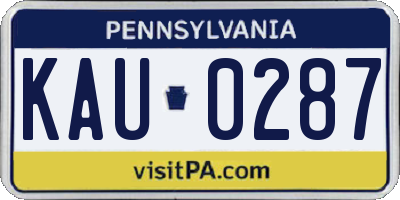 PA license plate KAU0287