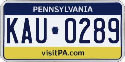 PA license plate KAU0289