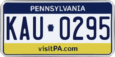 PA license plate KAU0295