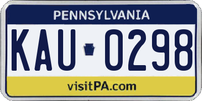 PA license plate KAU0298