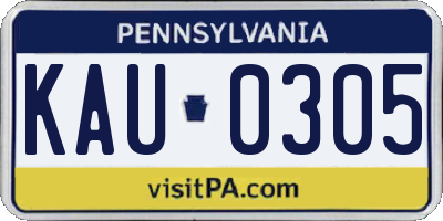 PA license plate KAU0305