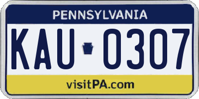 PA license plate KAU0307