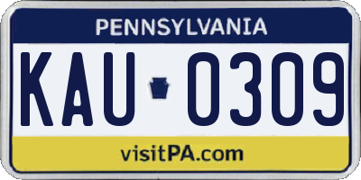 PA license plate KAU0309