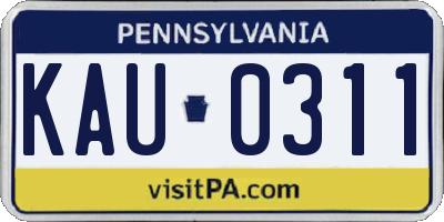 PA license plate KAU0311