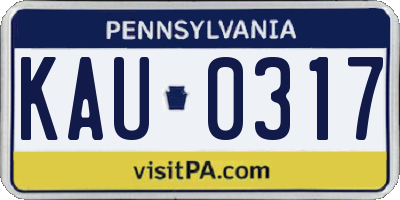 PA license plate KAU0317