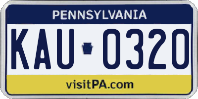 PA license plate KAU0320
