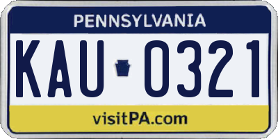 PA license plate KAU0321