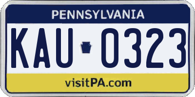 PA license plate KAU0323