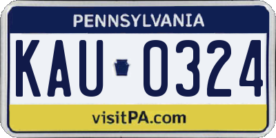 PA license plate KAU0324