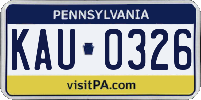 PA license plate KAU0326