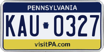 PA license plate KAU0327