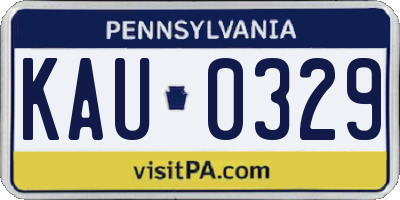PA license plate KAU0329