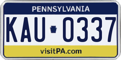 PA license plate KAU0337