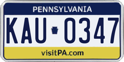 PA license plate KAU0347