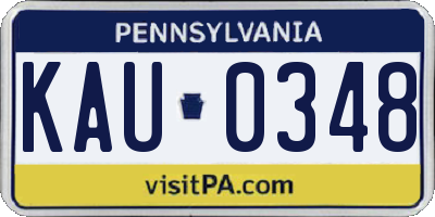 PA license plate KAU0348