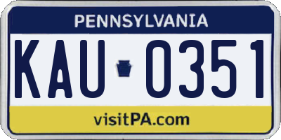 PA license plate KAU0351