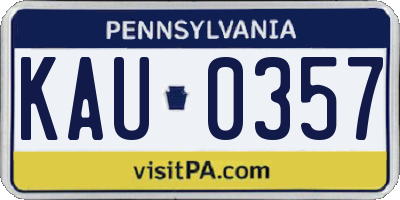 PA license plate KAU0357