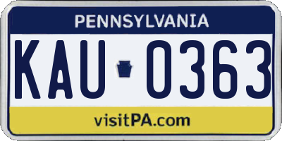 PA license plate KAU0363