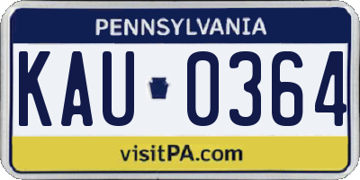 PA license plate KAU0364