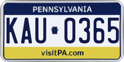 PA license plate KAU0365