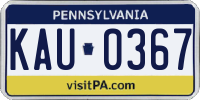 PA license plate KAU0367
