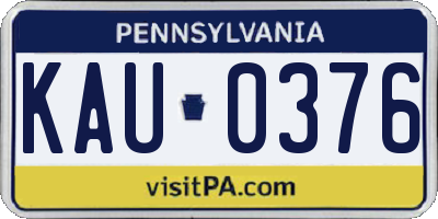 PA license plate KAU0376