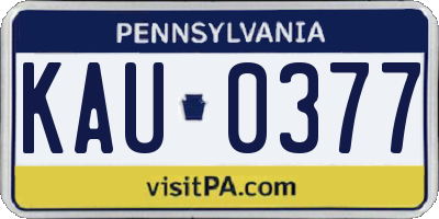 PA license plate KAU0377
