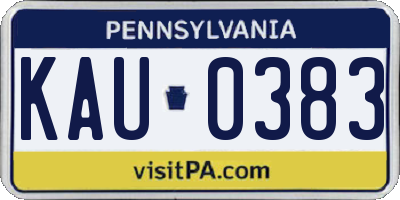 PA license plate KAU0383