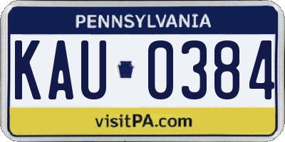 PA license plate KAU0384