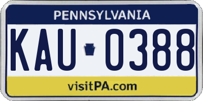 PA license plate KAU0388