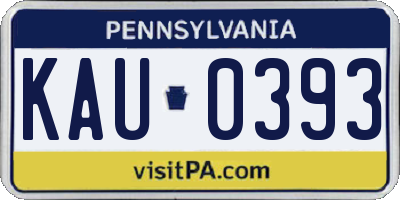 PA license plate KAU0393