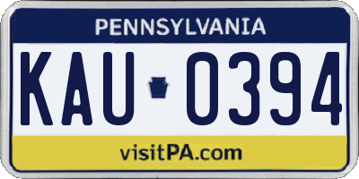 PA license plate KAU0394