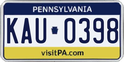PA license plate KAU0398